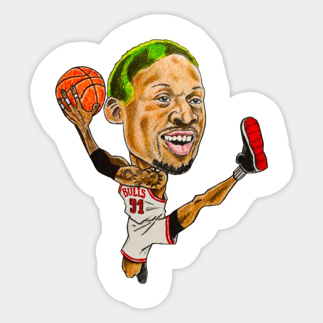 Dennis Rodman Caricature Sticker by tabslabred